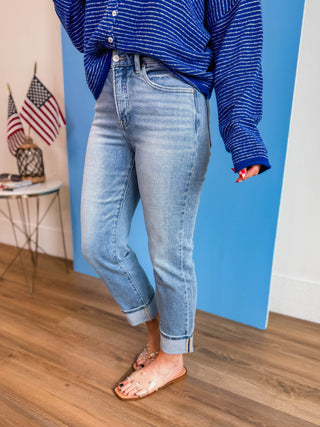 Molly High Rise Cuffed Denim-Light Wash