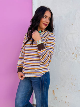 Isaac Striped Knit Top-Brown