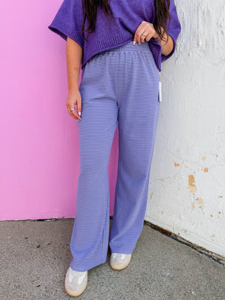Morning Ease Striped Pants-Lavender