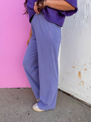 Morning Ease Striped Pants-Lavender