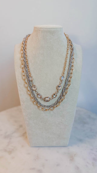 Gold & Silver Multi Texture Chain Necklace