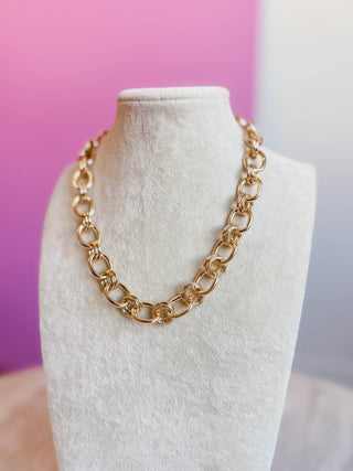 Gold Thick Textured Gold Link Necklace