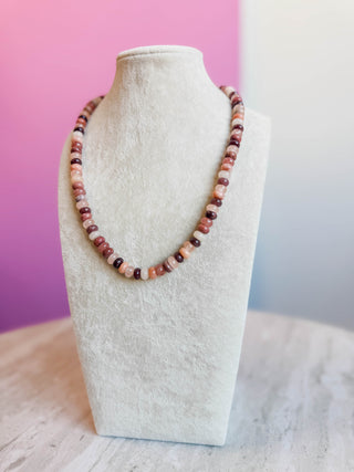 Dark Pink Beaded Necklace