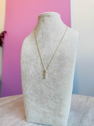 Gold Triple Cz Drop Necklace
