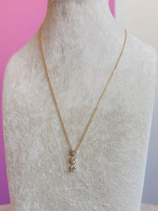 Gold Triple Cz Drop Necklace
