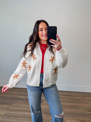 Gingerbread Man Patch Cardigan
