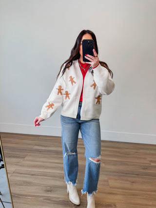 Gingerbread Man Patch Cardigan