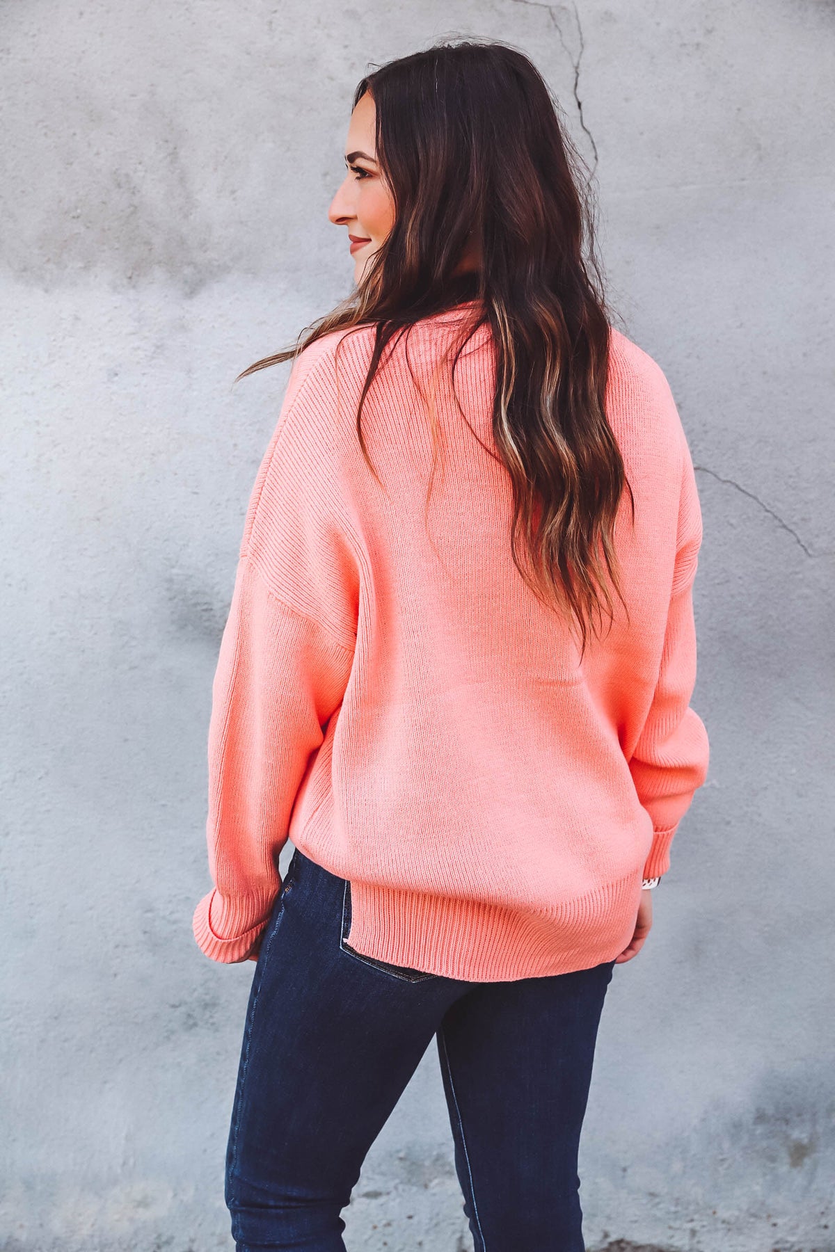 Riley Sweater-Salmon Pink