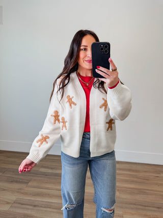 Gingerbread Man Patch Cardigan