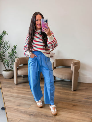 Casual Cool Barrel Pants-Blue