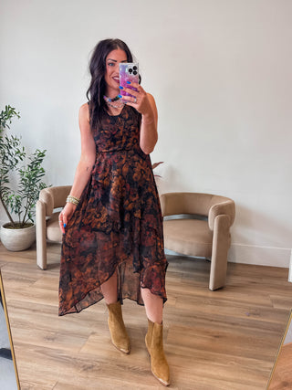Golden Hour Floral Midi Dress