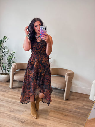 Golden Hour Floral Midi Dress