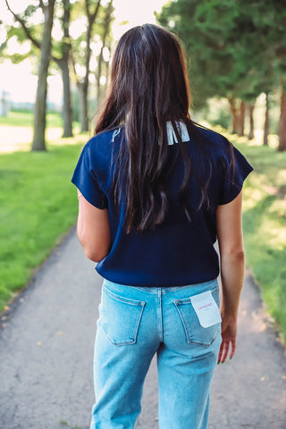 Monica Knit Top-Navy