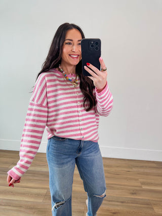 Take It Easy Cardigan-Light Pink