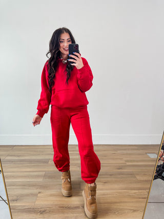 Cozy On Up Joggers-Red