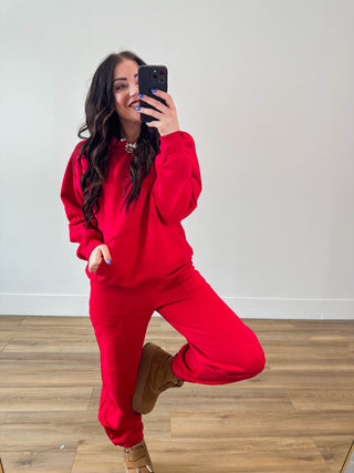 Cozy On Up Hoodie-Red