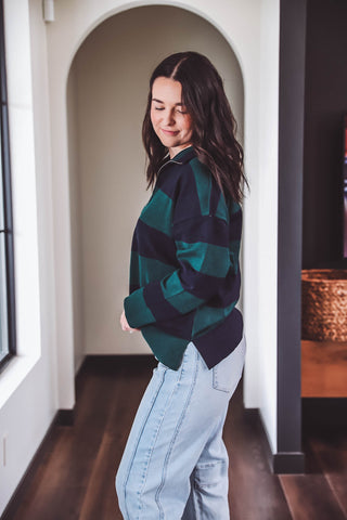 Tyler Color Block Sweater-Green/Navy