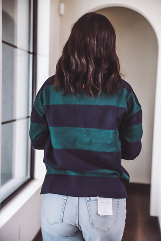 Tyler Color Block Sweater-Green/Navy