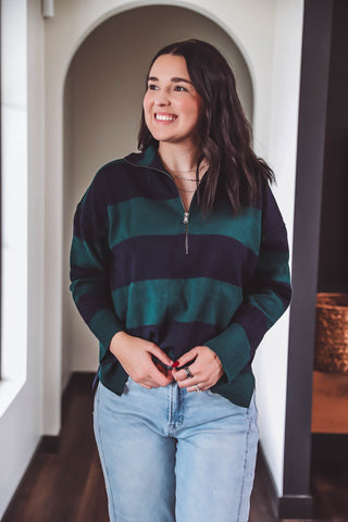 Tyler Color Block Sweater-Green/Navy