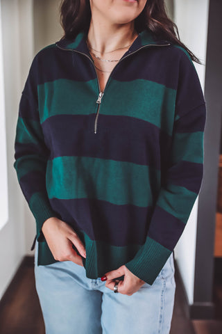 Tyler Color Block Sweater-Green/Navy