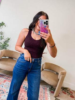Reversible Leopard Tank-Dark Plum