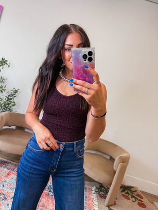 Reversible Leopard Tank-Dark Plum