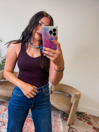 Reversible Leopard Tank-Dark Plum