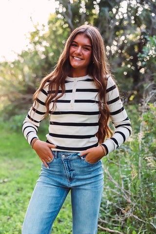 Keegan Striped Henley Top