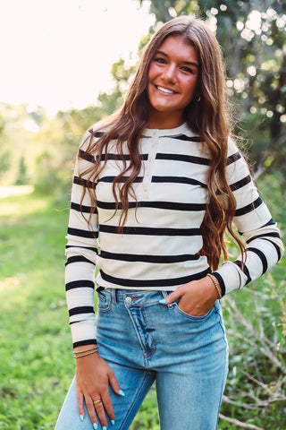 Keegan Striped Henley Top