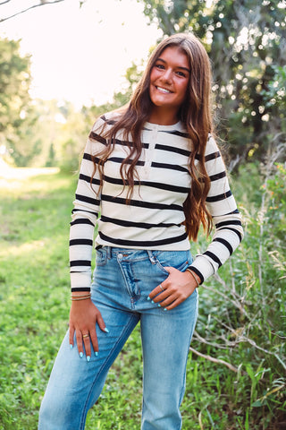 Keegan Striped Henley Top