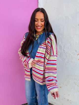 Happy Hour Cardigan-Fuchsia Mix