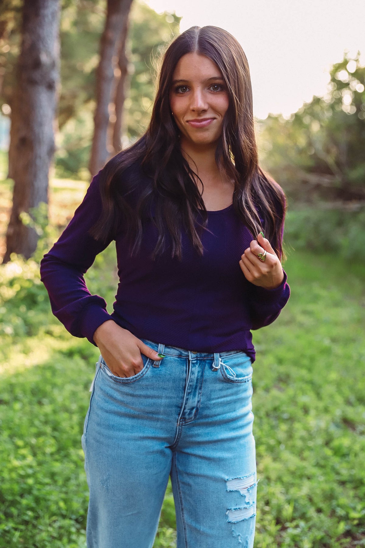 Brittney Ribbed Top-Purple