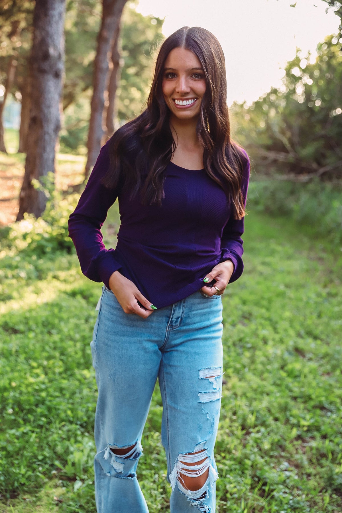 Brittney Ribbed Top-Purple