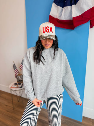 Nelly Mock Neck Sweatshirt-Heather Grey