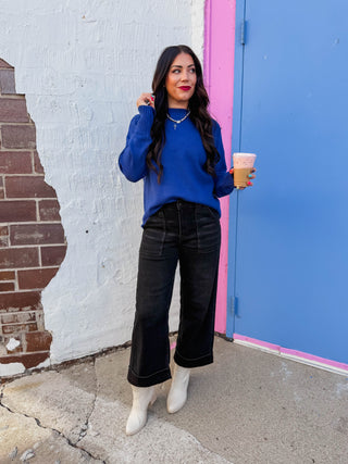 Blakely High Rise Wide Leg Denim-Black