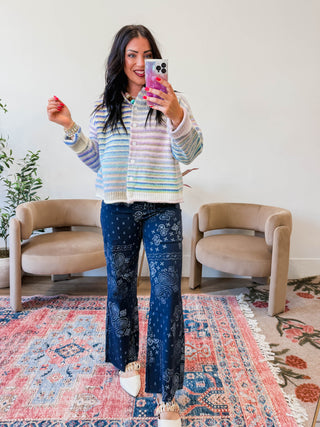 Rainbow Rush Cardigan-Lime Mix