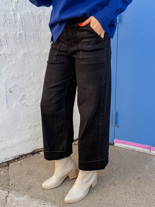 Blakely High Rise Wide Leg Denim-Black