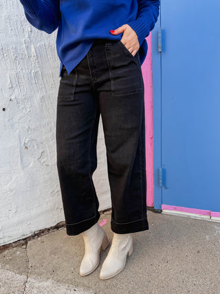 Blakely High Rise Wide Leg Denim-Black