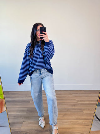 On The Line Pullover-Navy/Blue