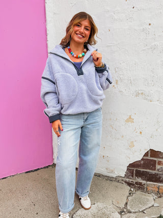 Fireside Sherpa Jacket-Lavender Blue/Charcoal