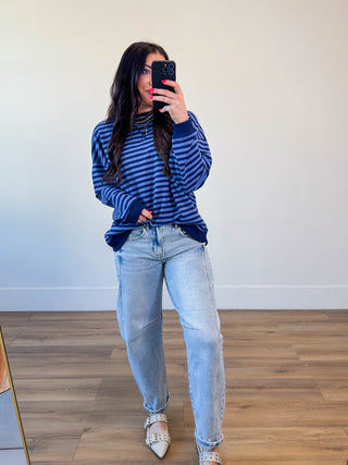 On The Line Pullover-Navy/Blue