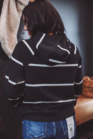 Turner Hoodie-Black Ivory Stripe-Thread & Supply