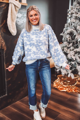 Sadie Floral Sweater-Blue