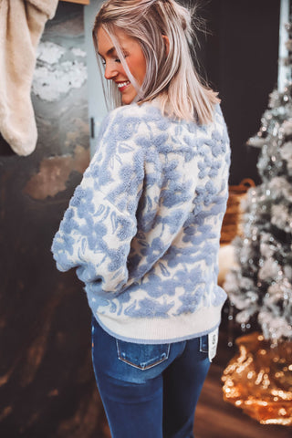 Sadie Floral Sweater-Blue