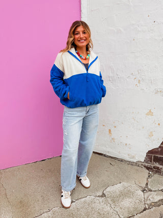 Libby Color Block Pullover-Cobalt