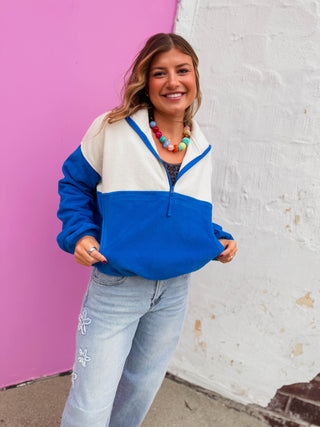 Libby Color Block Pullover-Cobalt