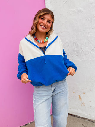 Libby Color Block Pullover-Cobalt