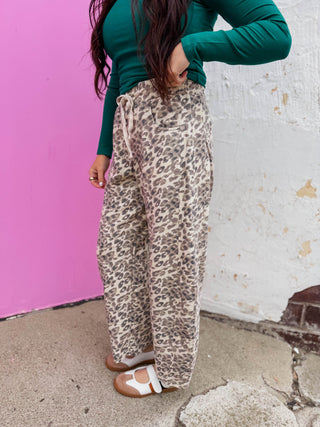 Cozy Days Leopard Barrel Pants