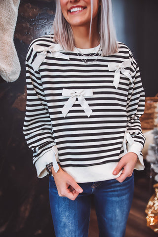 Julia Striped Bow Top