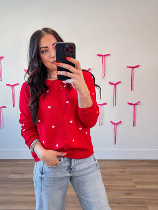 Be Mine Cardigan-Red